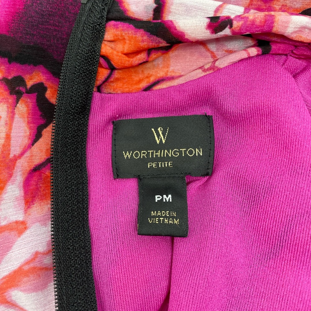 Worthington Women’s Pink Rose Floral High-neck Sleeveless Blouse size Medium P - Picture 9 of 10